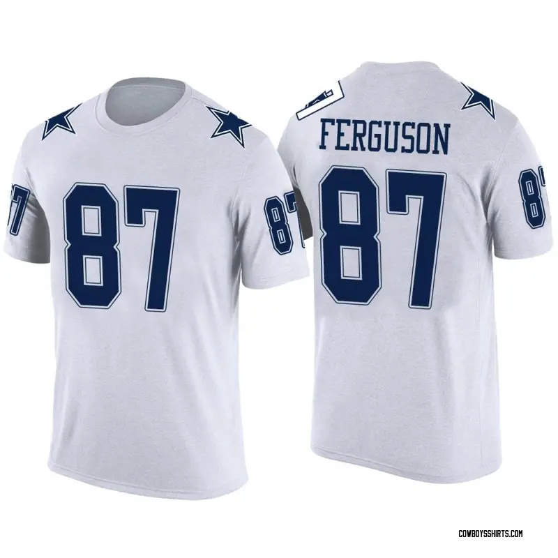 Jake Ferguson Dallas Cowboys Men s Legend White Color Rush T Shirt