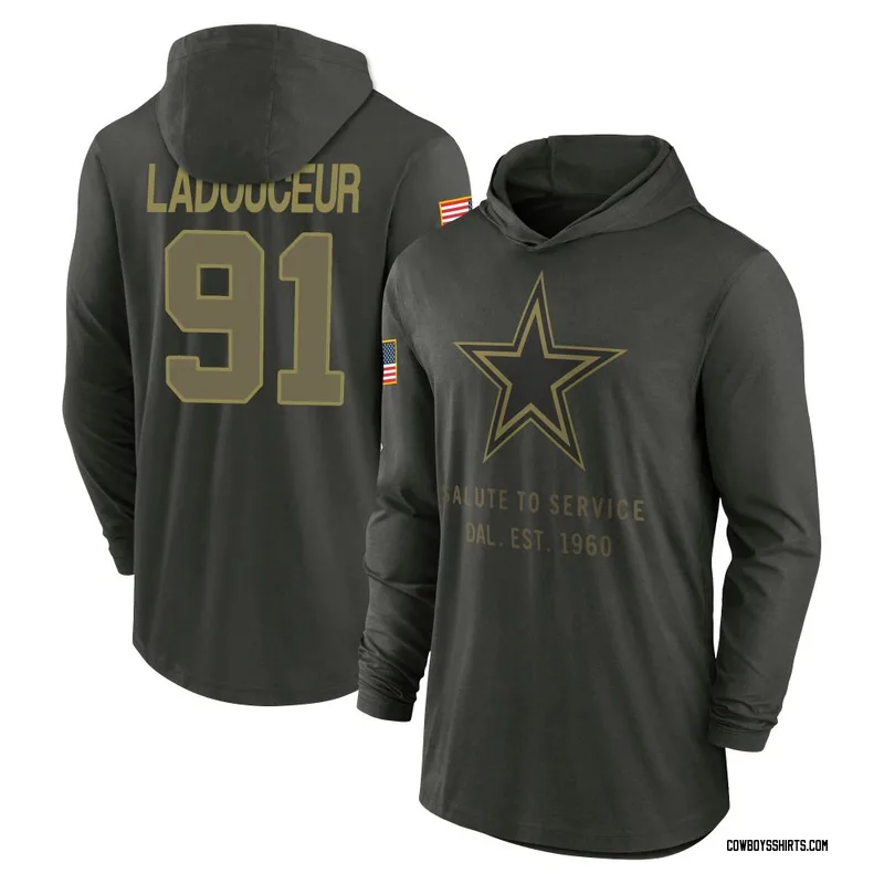 L.P. Ladouceur Dallas Cowboys Youth Forest/Green 2025 Salute to Service Sideline Lightweight Hooded Pullover Long Sleeve T-Shirt